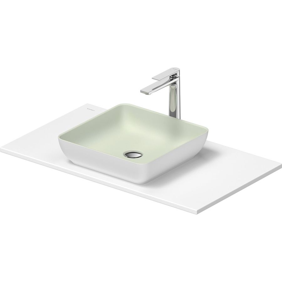 SIVIDA #268018 wastafelblad incl. opzetkom buitenzijde wit zijdemat binnenzijde lichtgroen 880mm