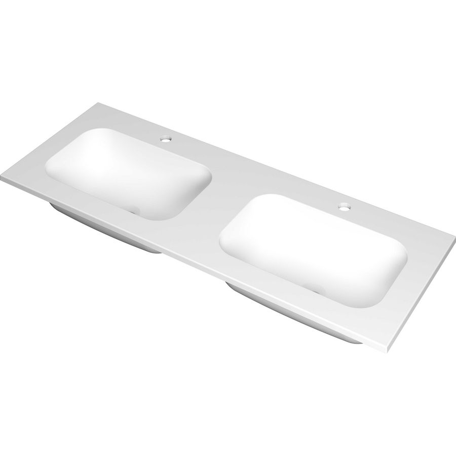 Wastafel polystone dubbel met 2 kraangaten 3407266