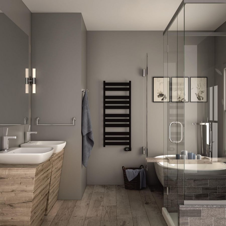 Elektrische handdoekradiator ZETA mat zwart 950x500mm 400W