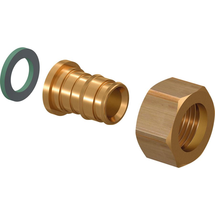 2-del. koppeling schuif Q&E vlakdichtend messing CV/DW 12x1/2"bn. VVE=10
