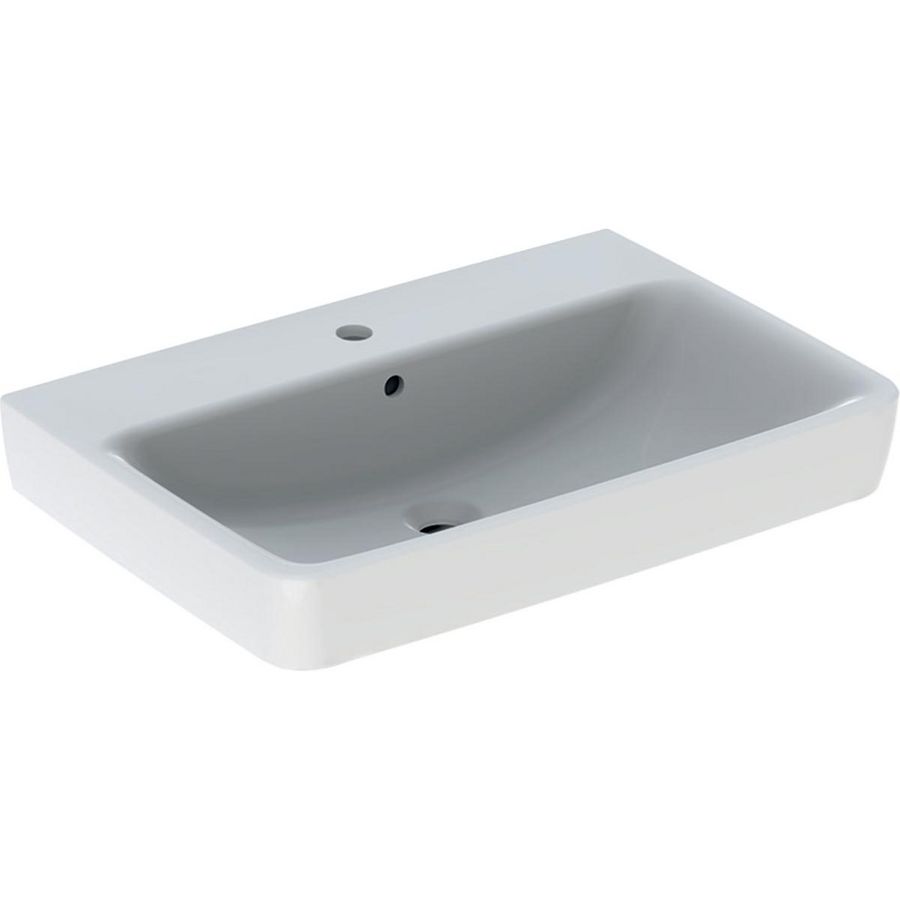 Renova Plan wastafel 70x48cm + kraangat + overloop wit