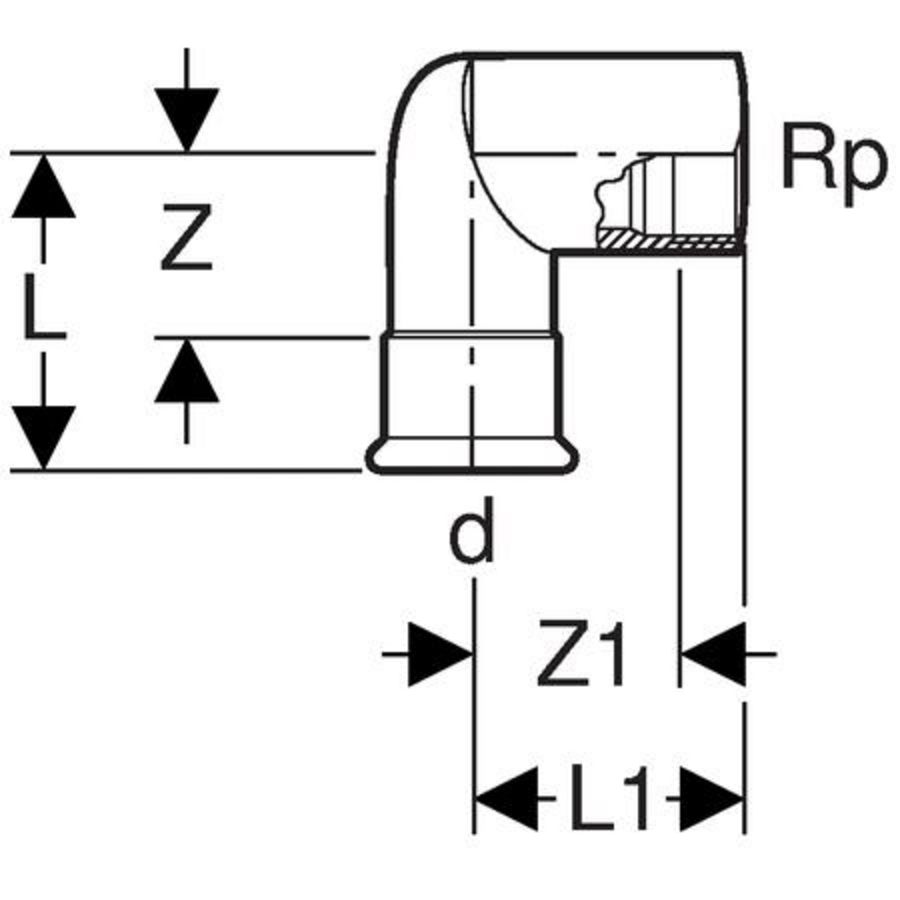 Schroefbus haaks MAPRESS koper (brons) 28x1"bn.