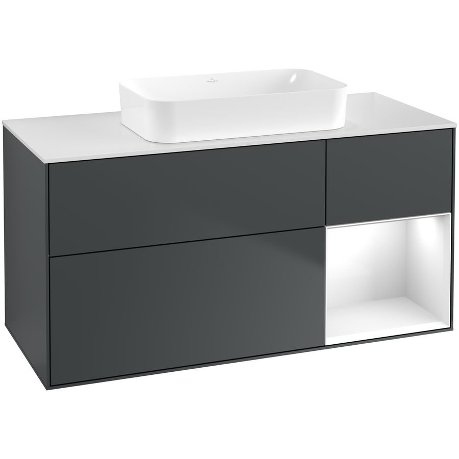 Wastafelonderkast Finion 1200x603x501mm Mid.Blue Matt Lacquer G711GFHG