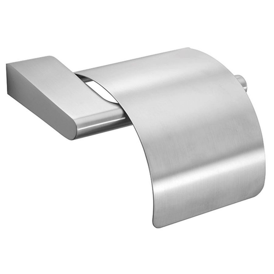 Toiletrolhouder met klep geborsteld staal Style