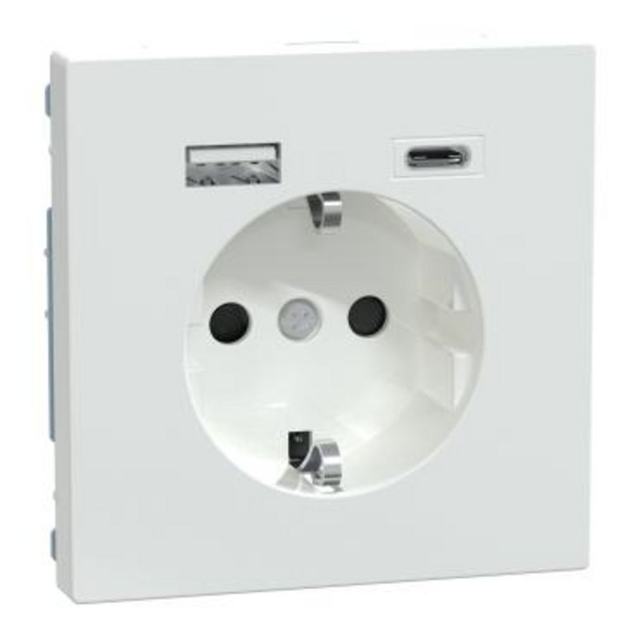 Wandcontactdoos Dubbele USB-poort A+C 16A Kunststof Lotuswit Systeem D