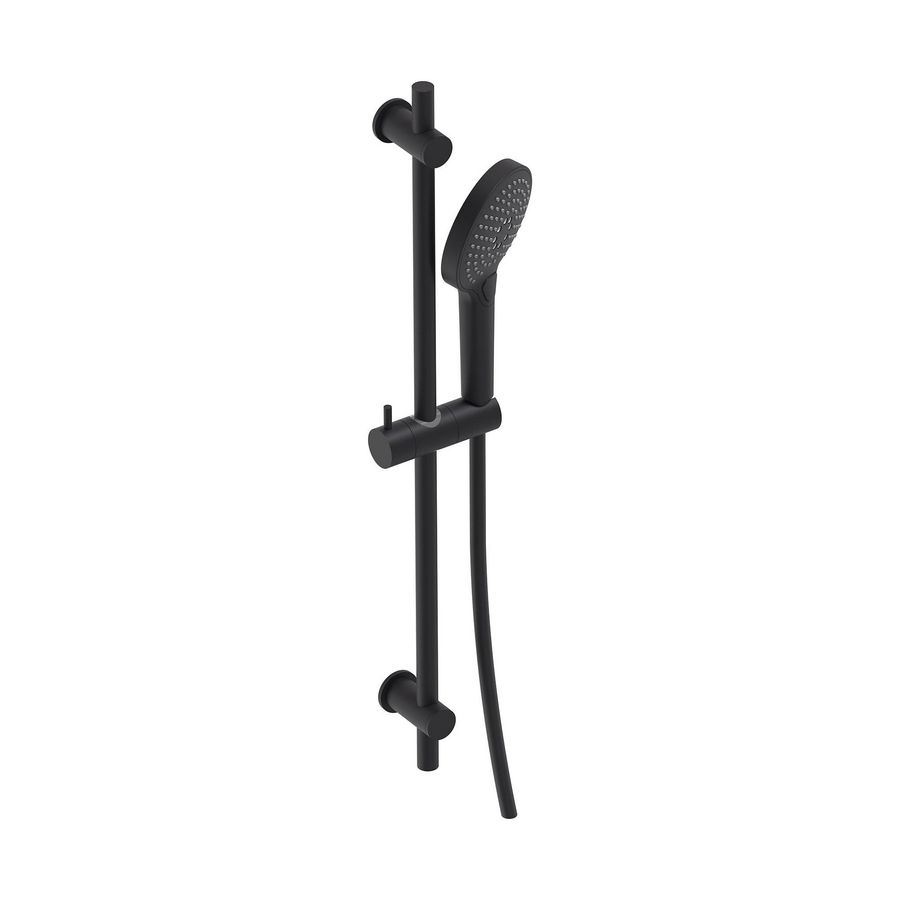 Glijstangcombinatie 70cm met handdouche 3 straalsoorten + slang 1500mm mat zwart PED MAY