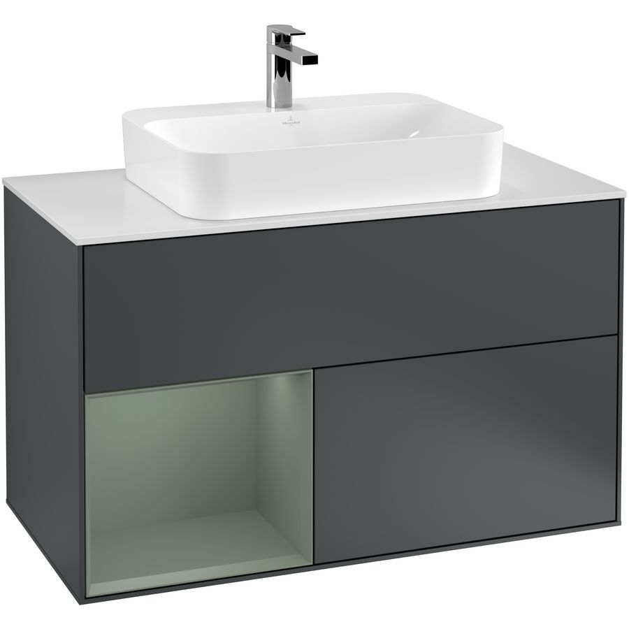 Wastafelonderkast Finion 1000x603x501mm Mid.Blue Matt Lacquer G361GMHG