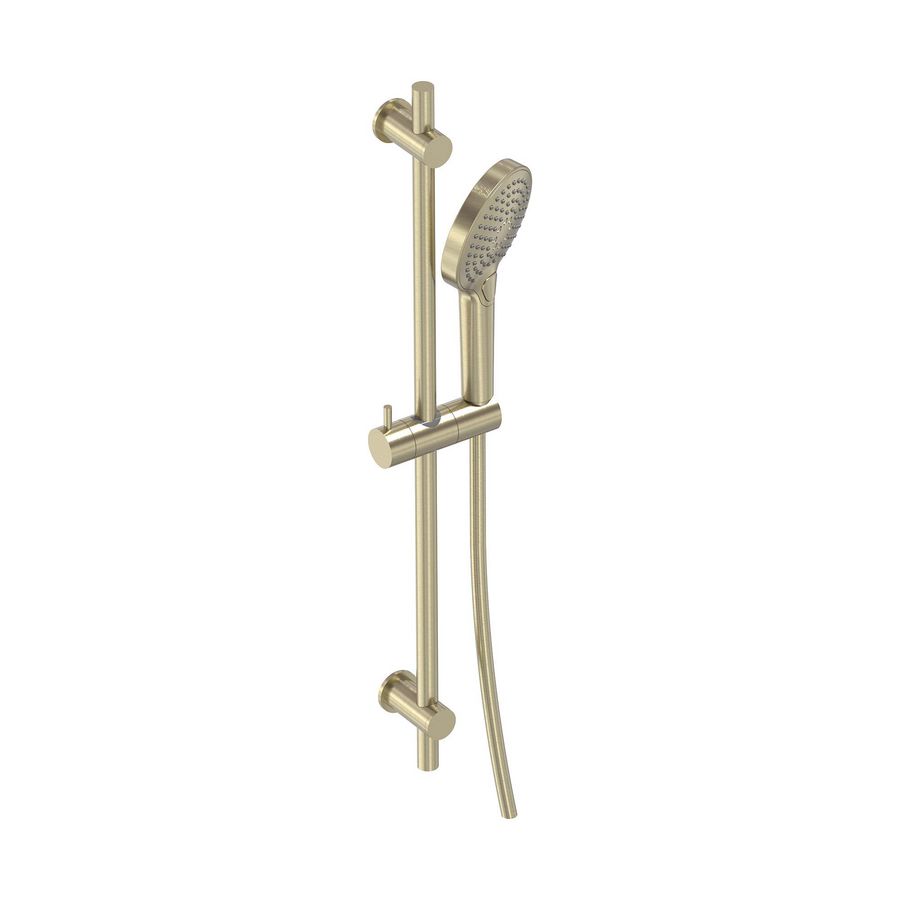 Glijstangcombinatie 70cm met handdouche 3 straalsoorten + slang 1500mm geborsteld  mat goud PVD MAY