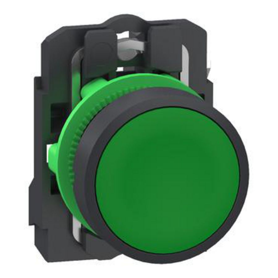 Drukknop Harmony XB5 grijs Plastic Vlak groen 22mm veerretou