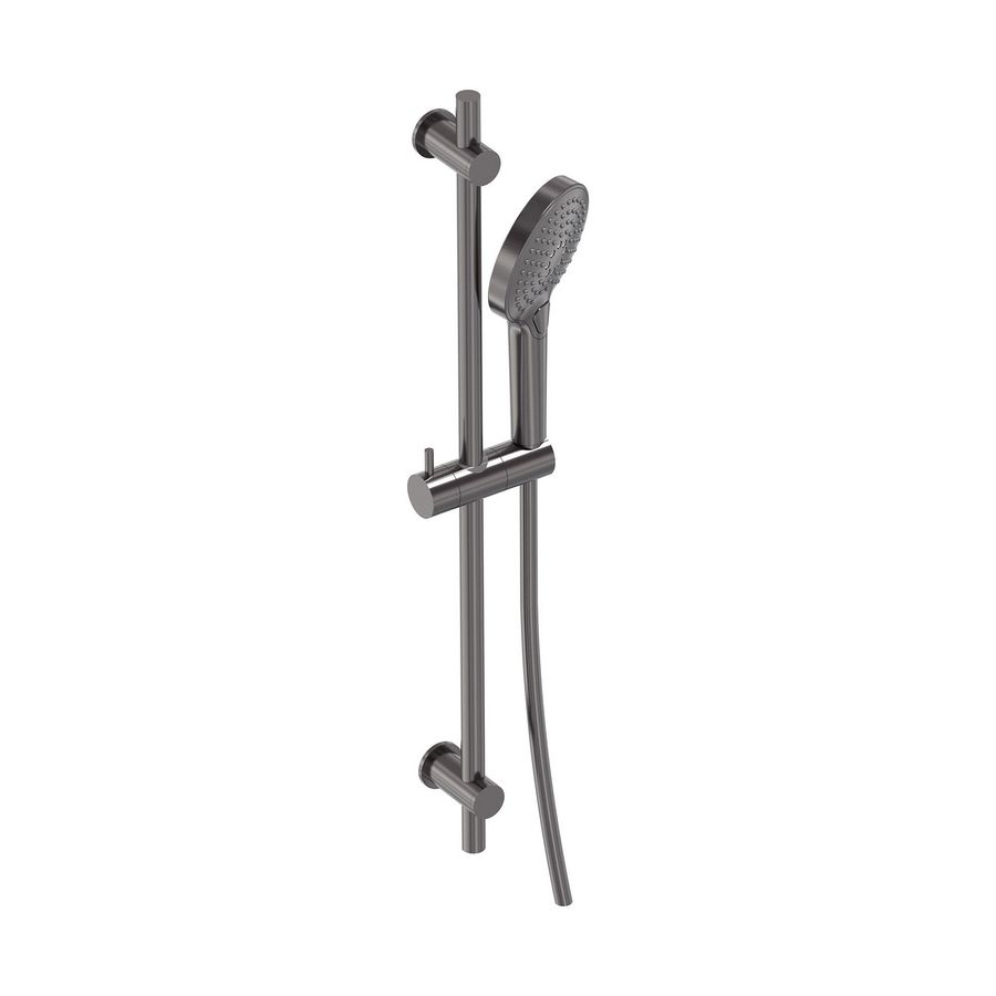 Glijstangcombinatie 70cm met handdouche 3 straalsoorten + slang 1500mm geborsteld  carbon black PVD MAY