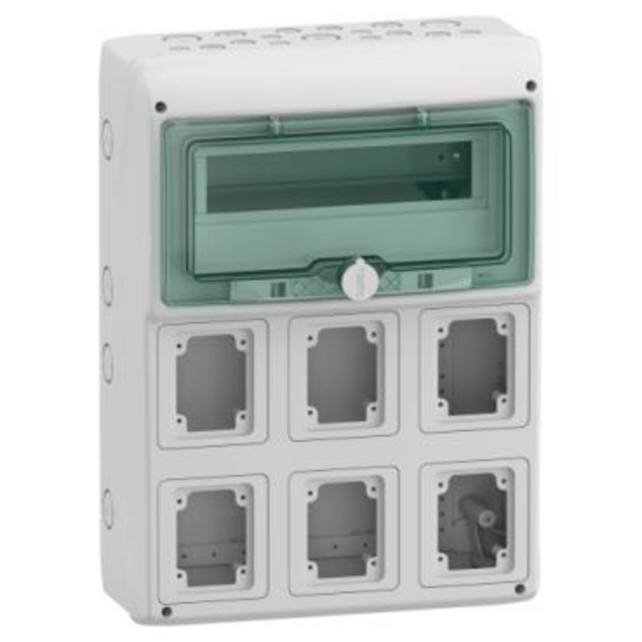 Verdeler contactdoos 1x12 modulen 6 openingen 90x100mm (W)340mm