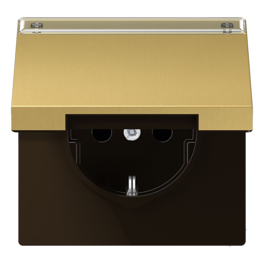 Wandcontactdoos LS-messing m.R/A,tekstv. klapdeksel