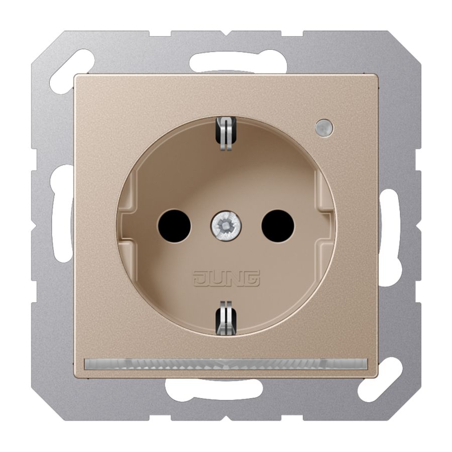 Wandcontactdoos champagne m.LED & lichtsensor A500