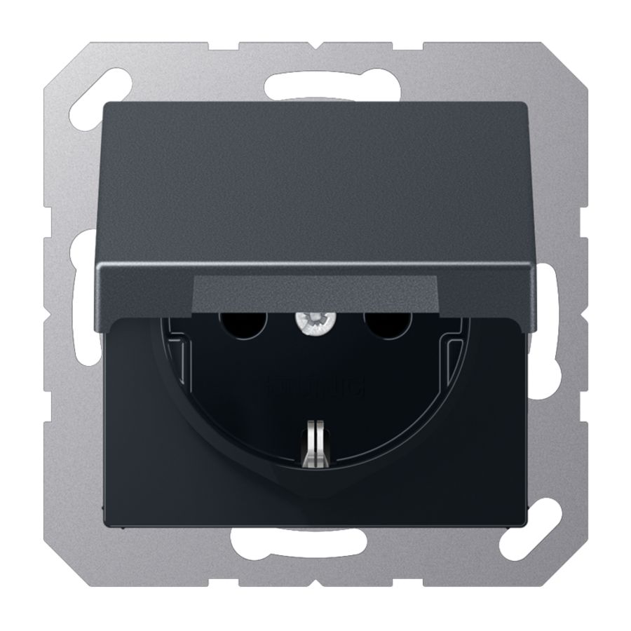 Wandcontactdoos antr.slagv m.R/A klapd.&ki.veil A500