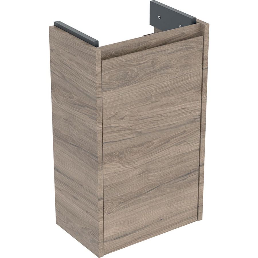 Onderkast voor fontein 1 deur kleine sprong: 35.8x60.6x22.5cm Breedte wastafel=40cm walnoot hickory / Melamine houtstructuur