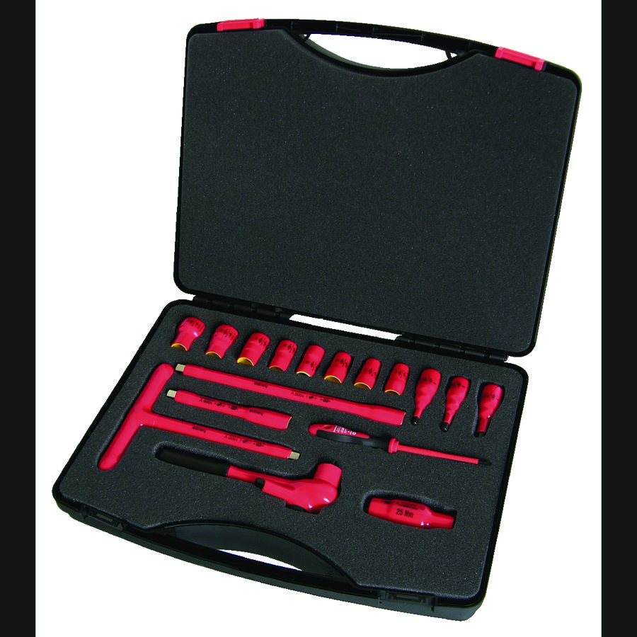 Doppenset in koffer 17-delig 3/8" aandrijving 1000V VDE