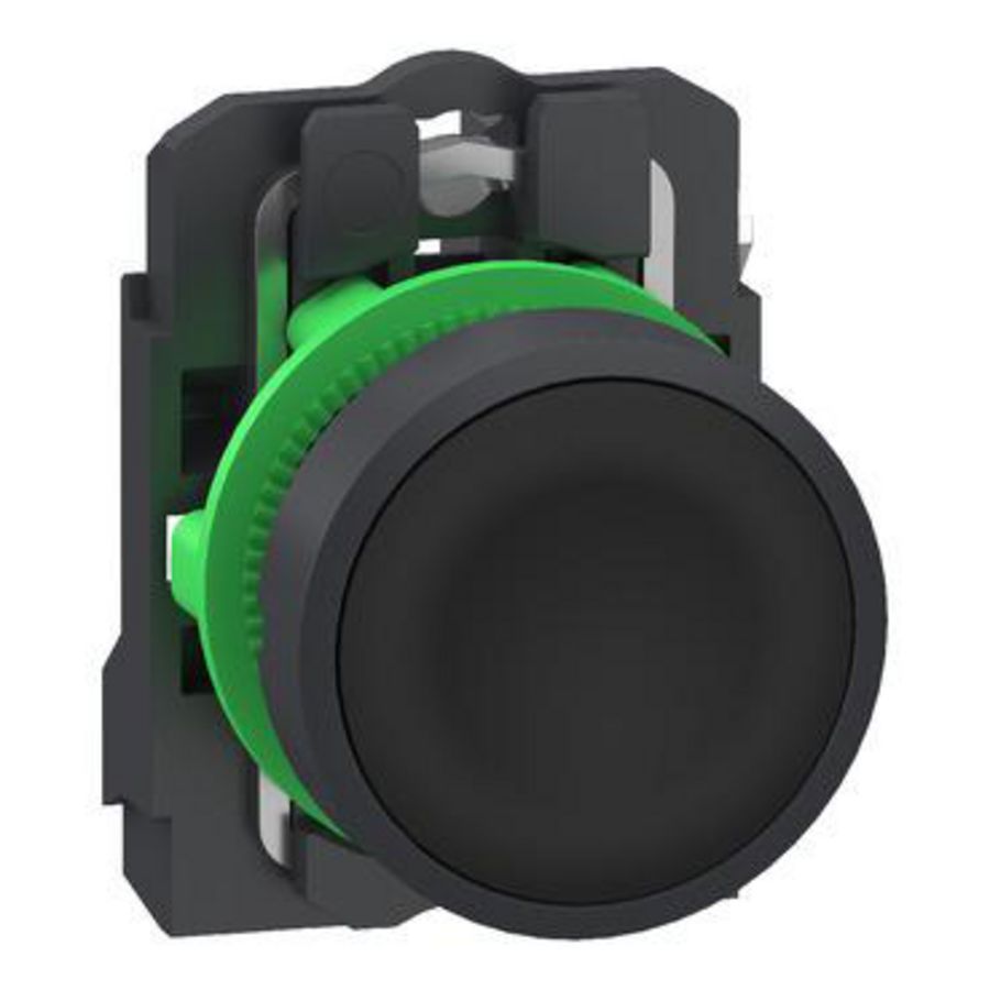 Drukknop Harmony XB5 grijs Plastic Vlak zwart 22mm veerretou