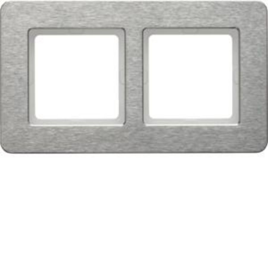 Afdekraam 2-v berker Q.7 edelstaal geborsteld hor.