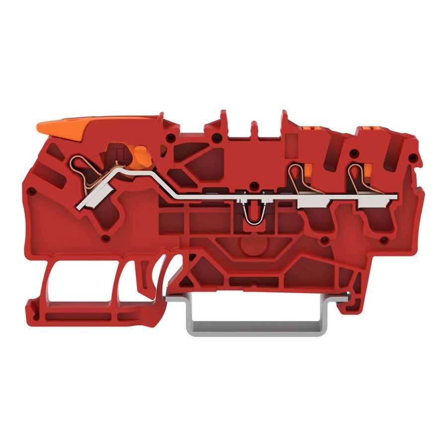 3-draads rijgklem met hendel en drukknop 2,5 mm² rood VVE=50