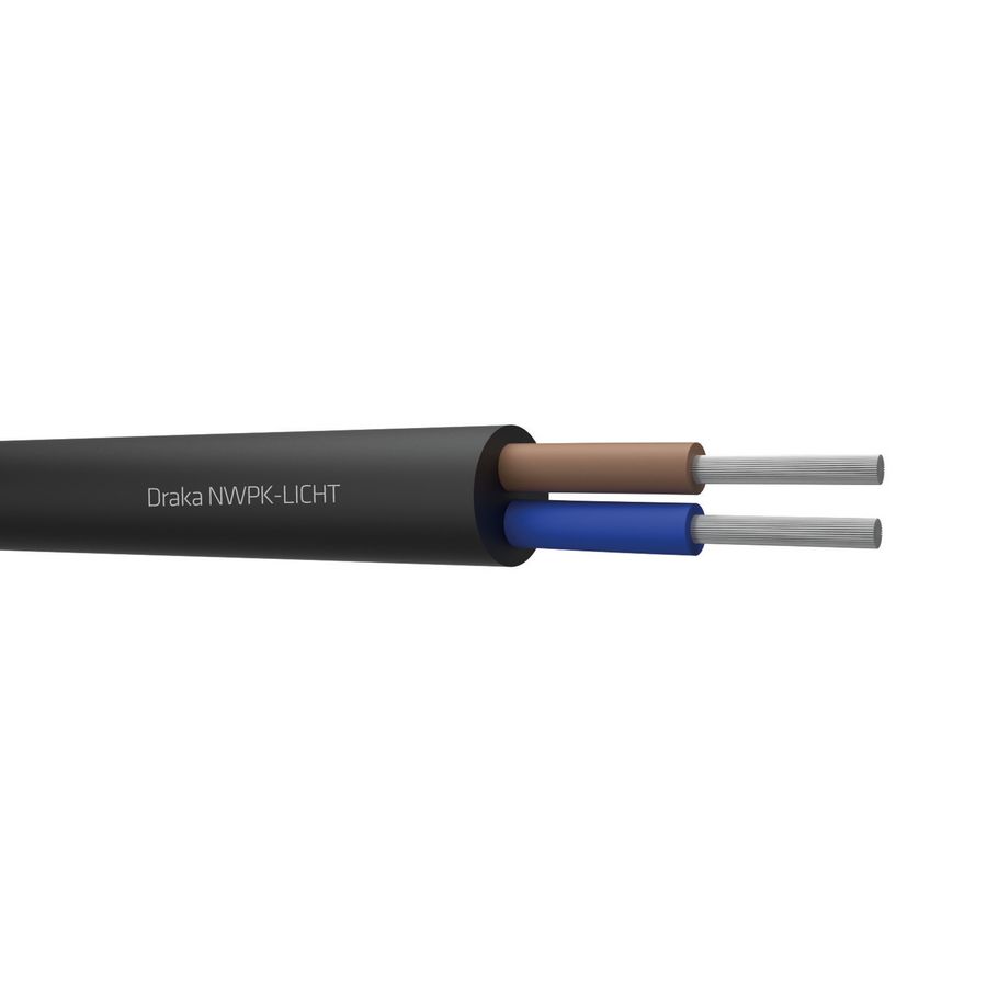 Rol a 100m. neopreen kabel NWPK-licht Eca bk# 2x1mm² (blauw-bruin)