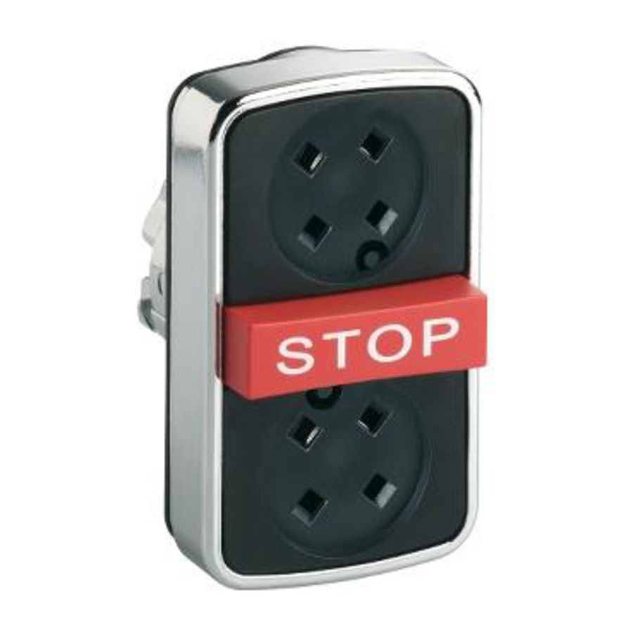 Dubbele drukknop Verzonken/uitstekend 22mmSTOP" z. kap