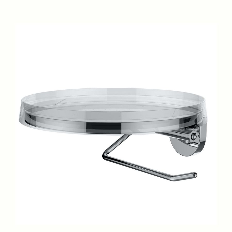 Closetrolhouder incl. transparant plateau chroom