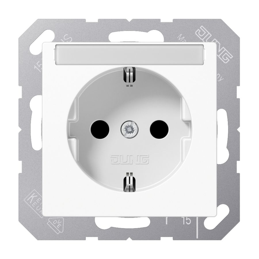 Wandcontactdoos alp.wit slagvast&tekstvenster A500