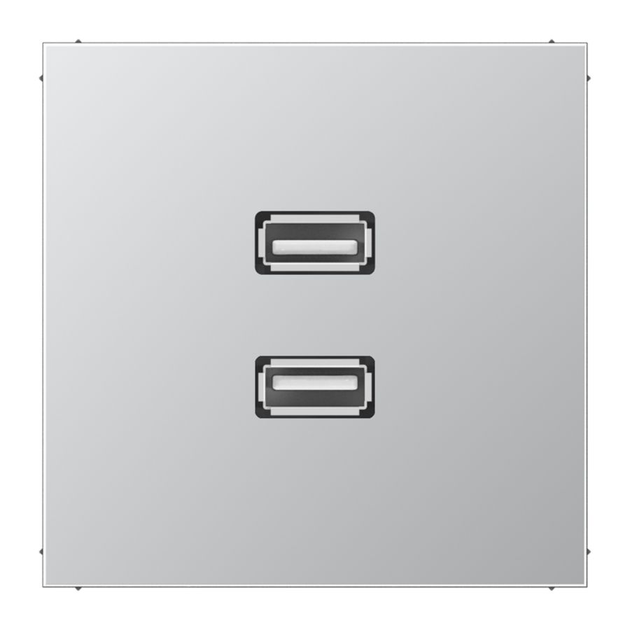 Afdekking aluminium voor 2xUSB LS