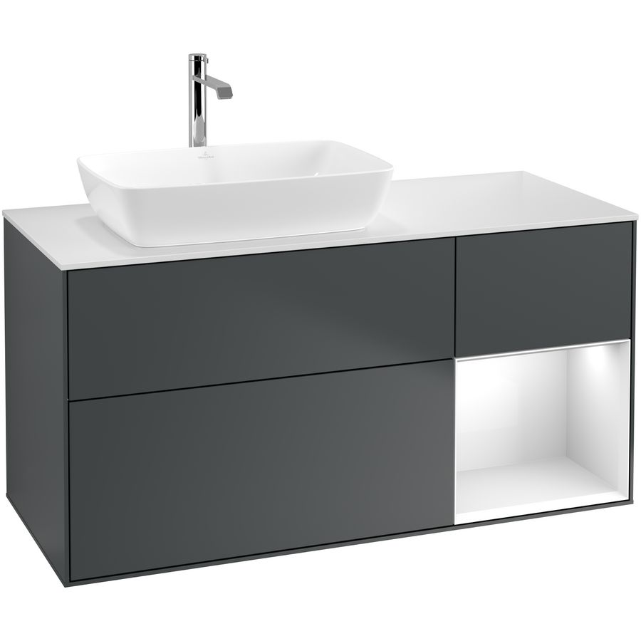 Wastafelonderkast Finion 1200x603x501mm Mid.Blue Matt Lacquer G811GFHG