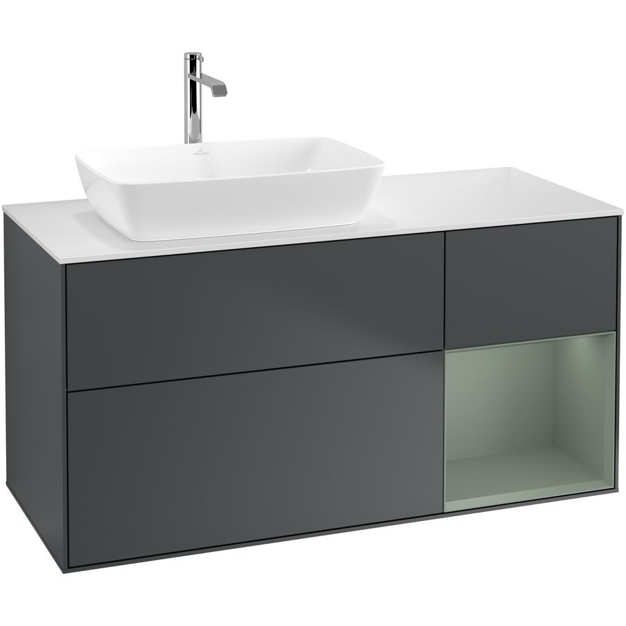 Wastafelonderkast Finion 1200x603x501mm Mid.Blue Matt Lacquer G811GMHG