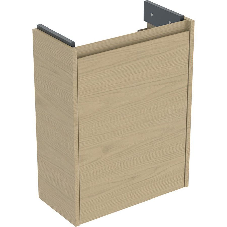 Onderkast voor fontein 1 deur kleine sprong: 45.7x60.6x22.7cm Breedte wastafel=50cm eik naturel / Melamine houtstructuur