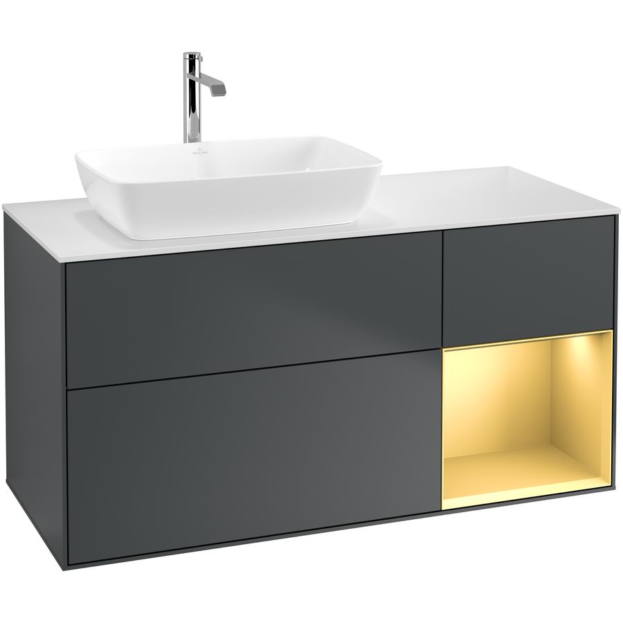 Wastafelonderkast Finion 1200x603x501mm Mid.Blue Matt Lacquer G811HFHG