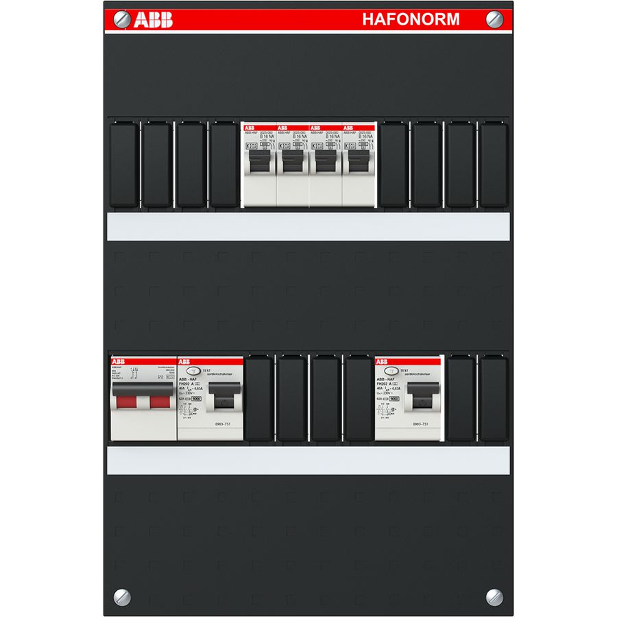 Groepenkast 4x achter 2x 30mA + HS 1-f binnenwerk + deksel