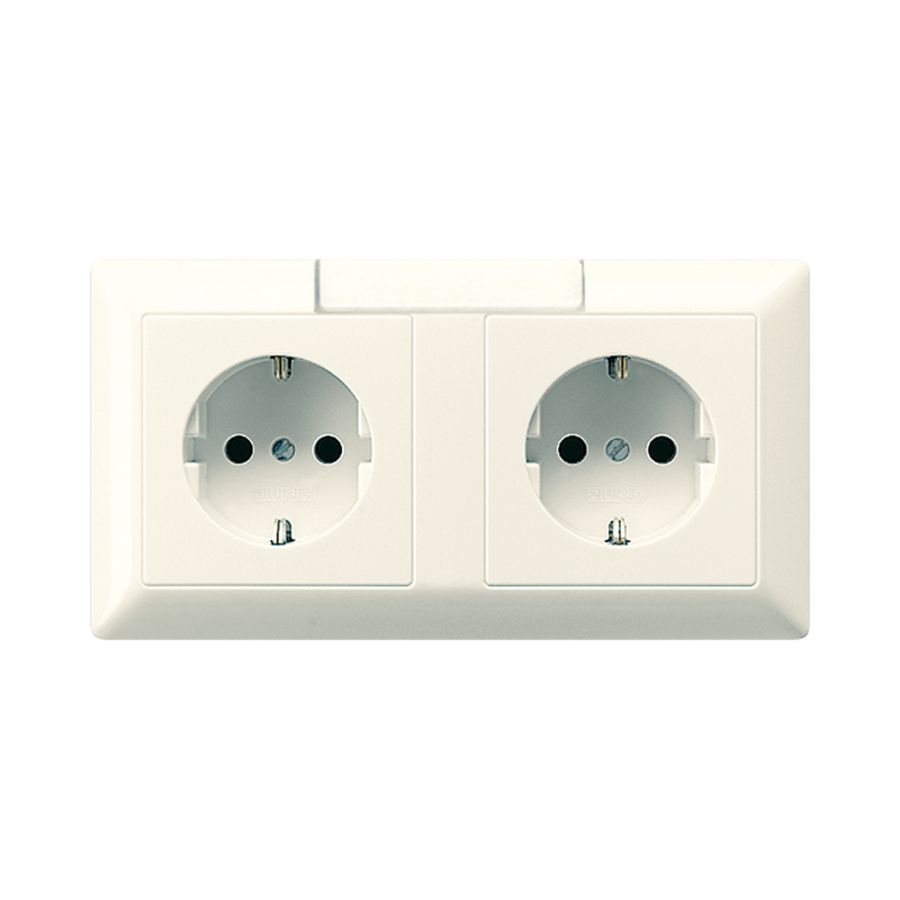 Wandcontactdoos wit 2-voudig tekstvastv.wandg. AS500