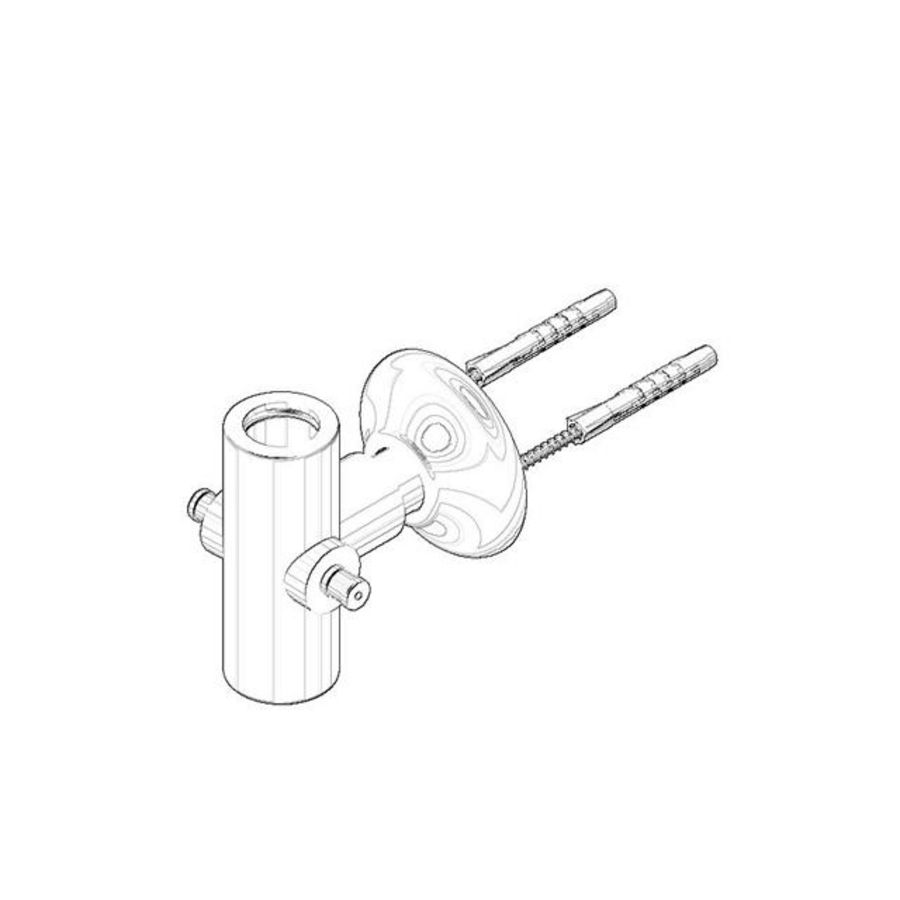 Houder v. douche/badkuip staand T-stuk 70x80x81mm chr