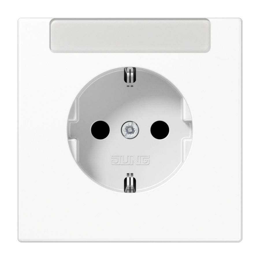 Wandcontactdoos alp.wit met R/A ki.bev.&tekstv LS990