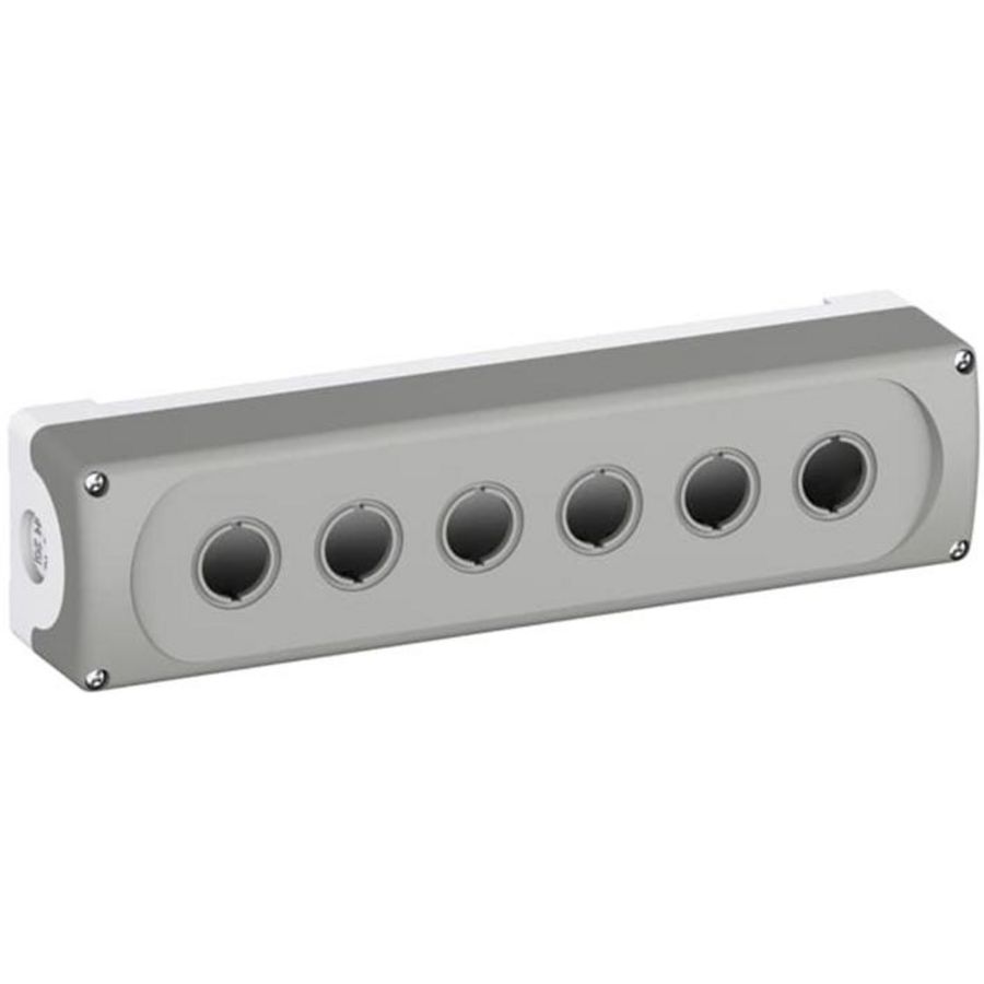 Drukknoppenkast leeg 6-gats plastic IP66 grijs