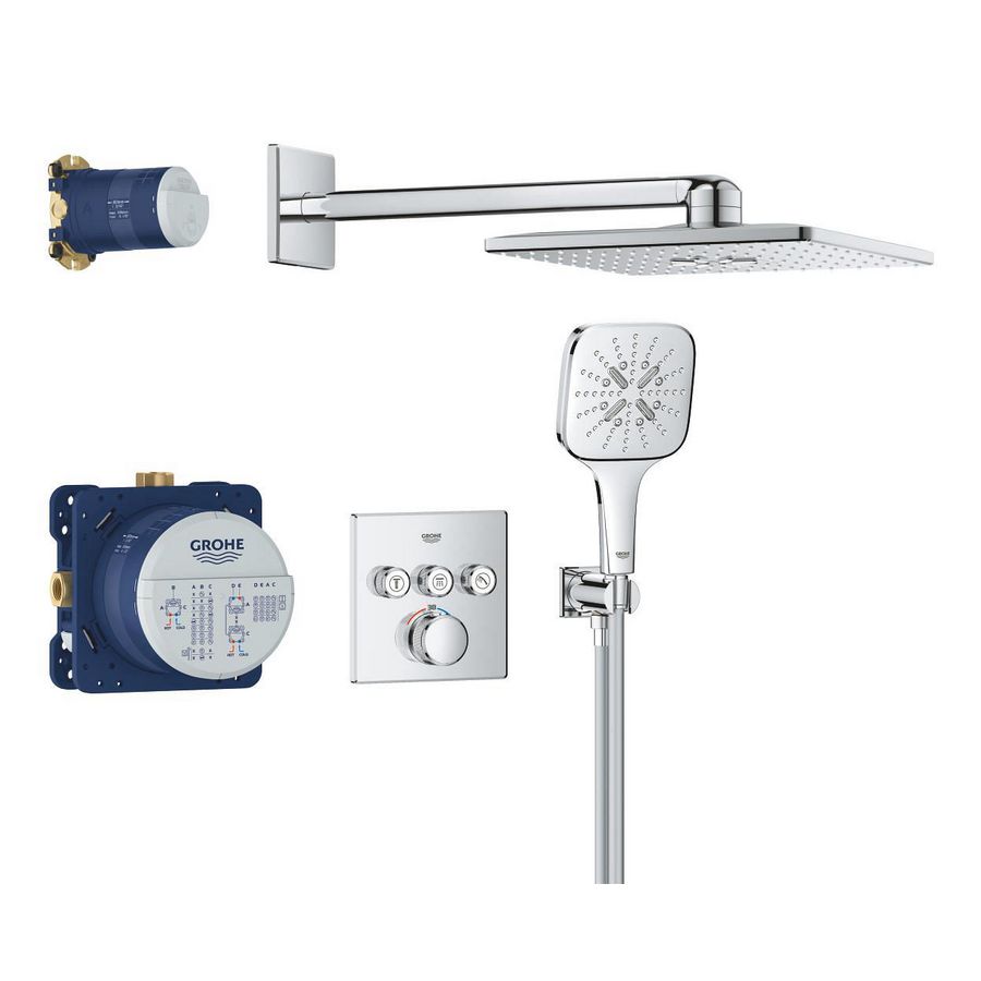 Grohtherm inbouw Smartcontrol Perfect inbouw Shower set (3 knops) met rainshower Smartactive 310 Cube vierkant (prof)