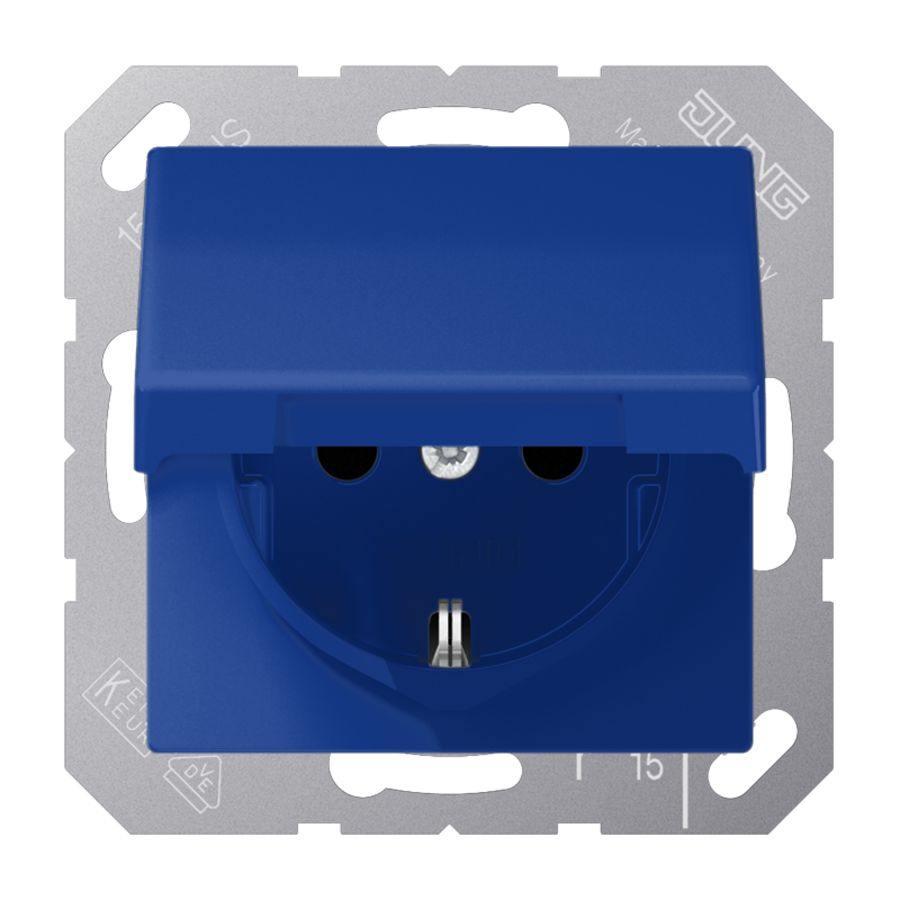 Wandcontactdoos AS-universeel blauw slagvast met R/A