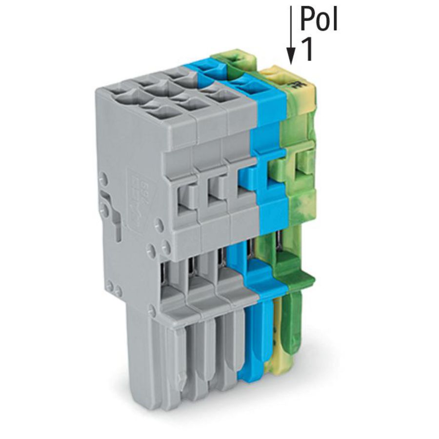 1-draads female steker CAGE CLAMP 4mm² grijs/groen-g VVE=50