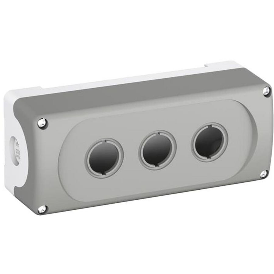 Drukknoppenkast leeg 3-gats plastic IP66 grijs