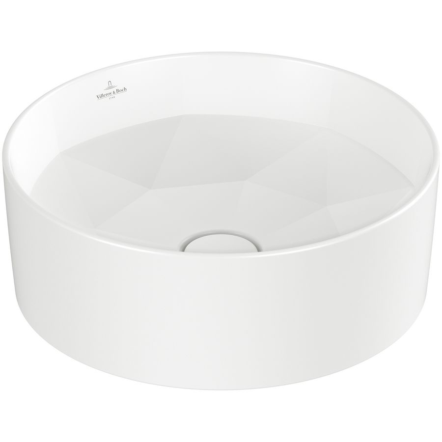 Opzetwastafel Octagon Ø418mm Stone White zonder overloop CeramicPlus