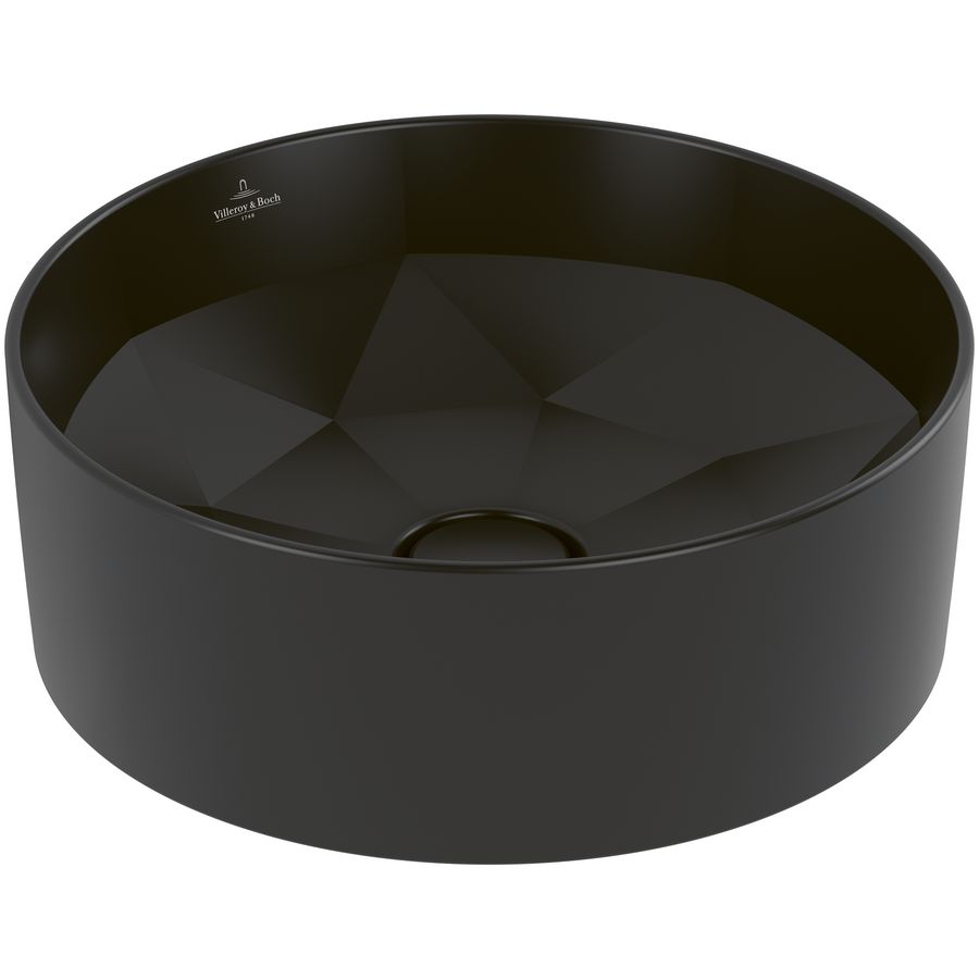 Opzetwastafel Octagon Ø418mm Pure Black zonder overloop CeramicPlus