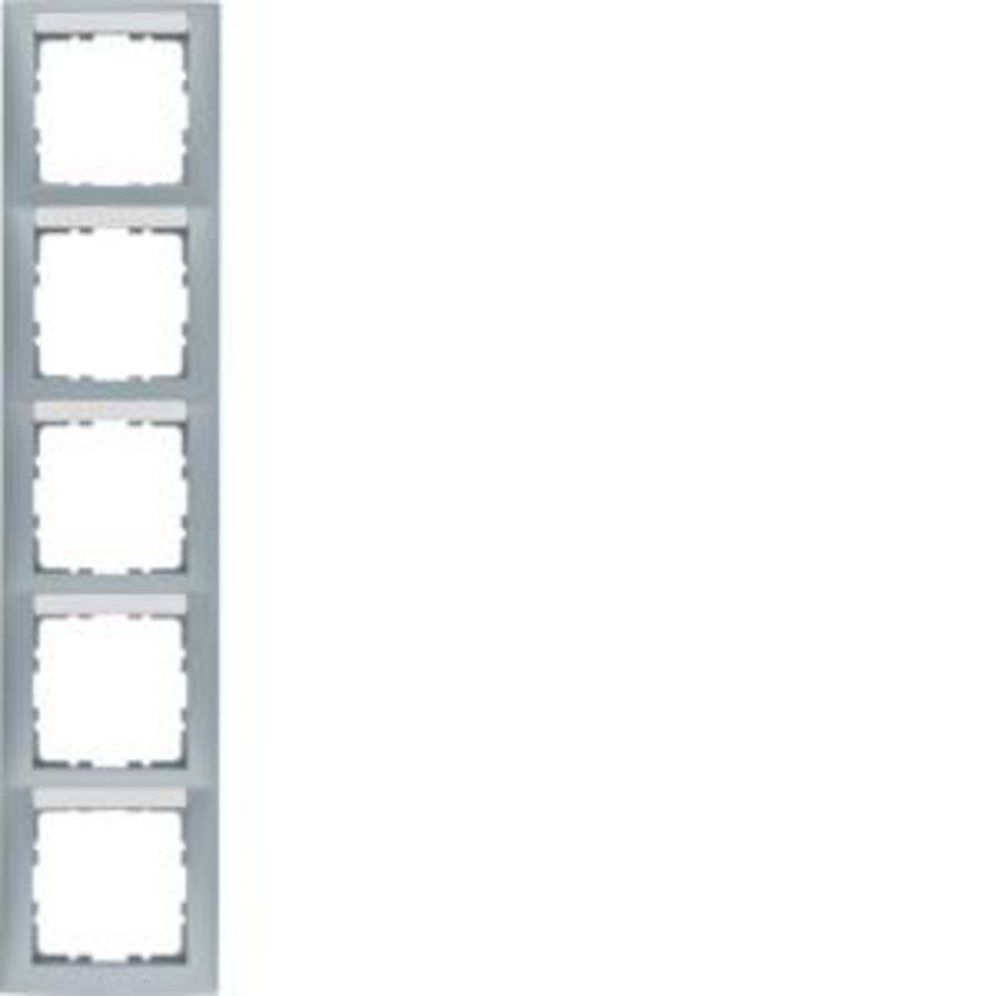 Afdekraam met tekstveld 5-v vert. berker S.1 aluminium mat