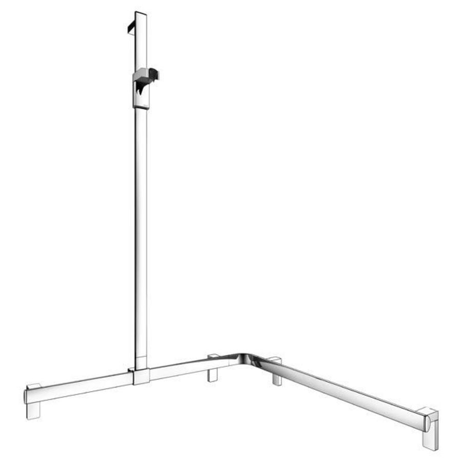 Douchegreep met douchestang links 850/850/1301mm verchrd