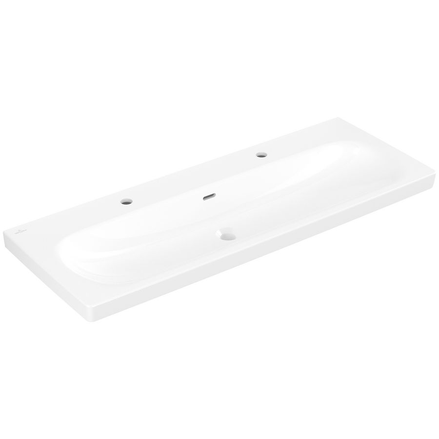 Meubelwastafel Skyla 1200x460mm 2x kraangat met overloop White Alpine