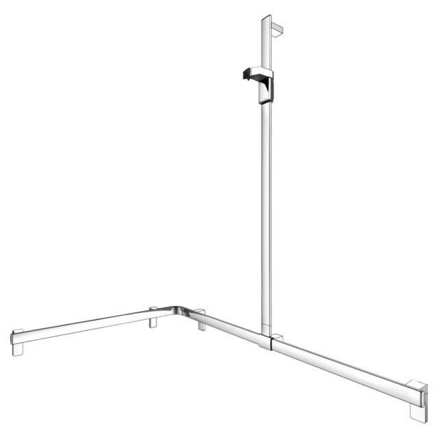 Douchegreep douchestang rechts 850/1150/1301mm verchr.