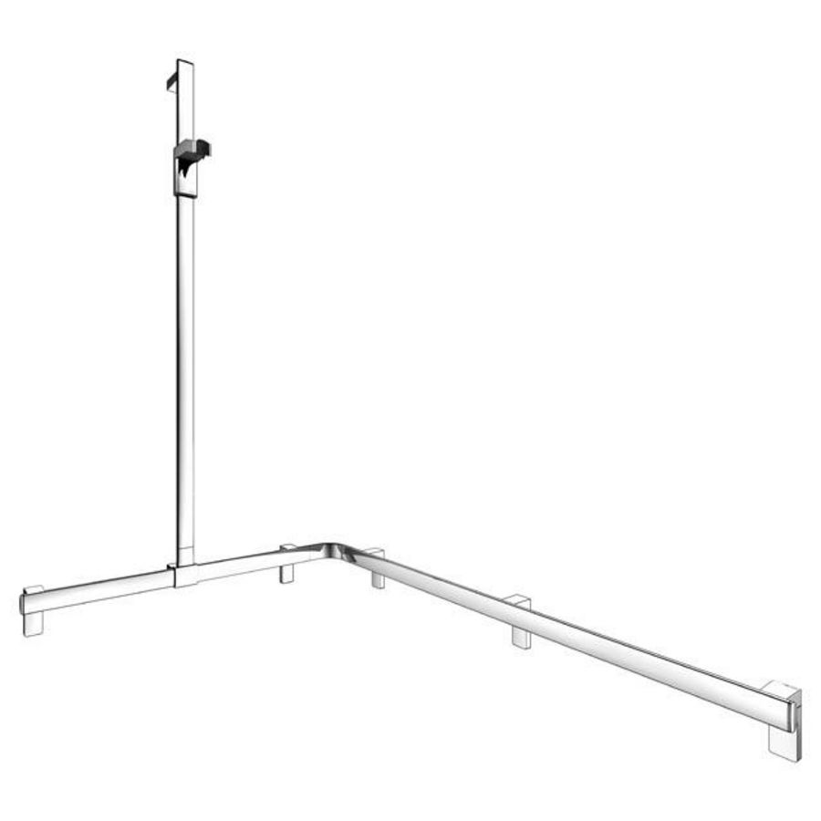 Douchegreep met douchestang links 850/1150/1301mm verchrd
