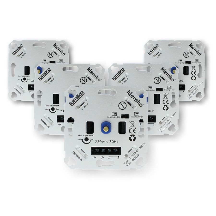 Doos a 5st. LED dimmer in af of aansnijding. 200W fase