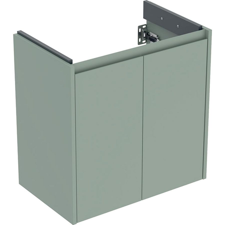 Onderkast voor wastafel met twee deuren: 59.7x60.6x36.7cm Breedte wastafel=65cm saliegroen / gelakt zijdemat
